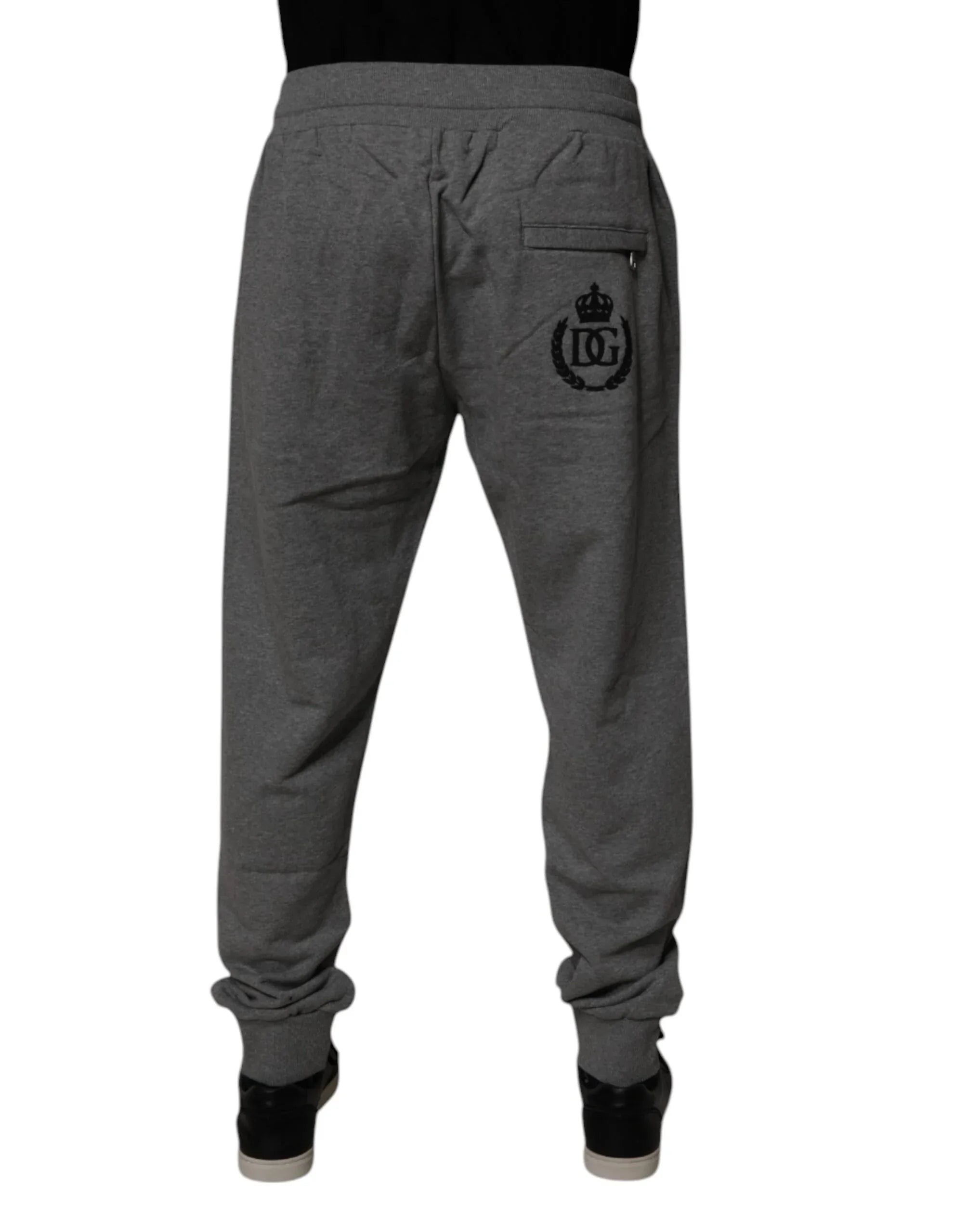 Dolce & Gabbana Gray Logo Cotton Jogger Men Sweatpants Pants - Zeiniez