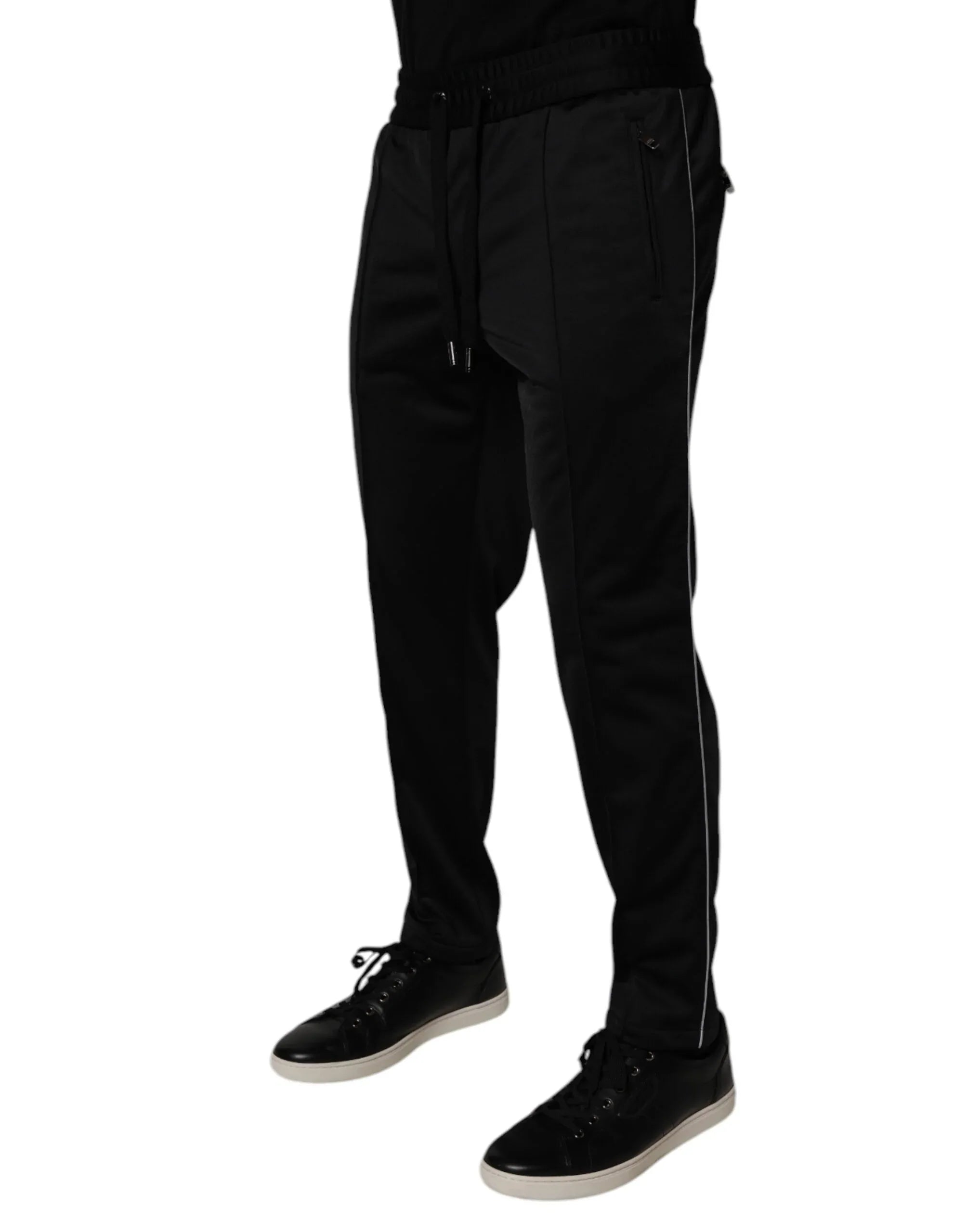 Dolce & Gabbana Black Polyester Men Jogger Sweatpants Pants - Zeiniez