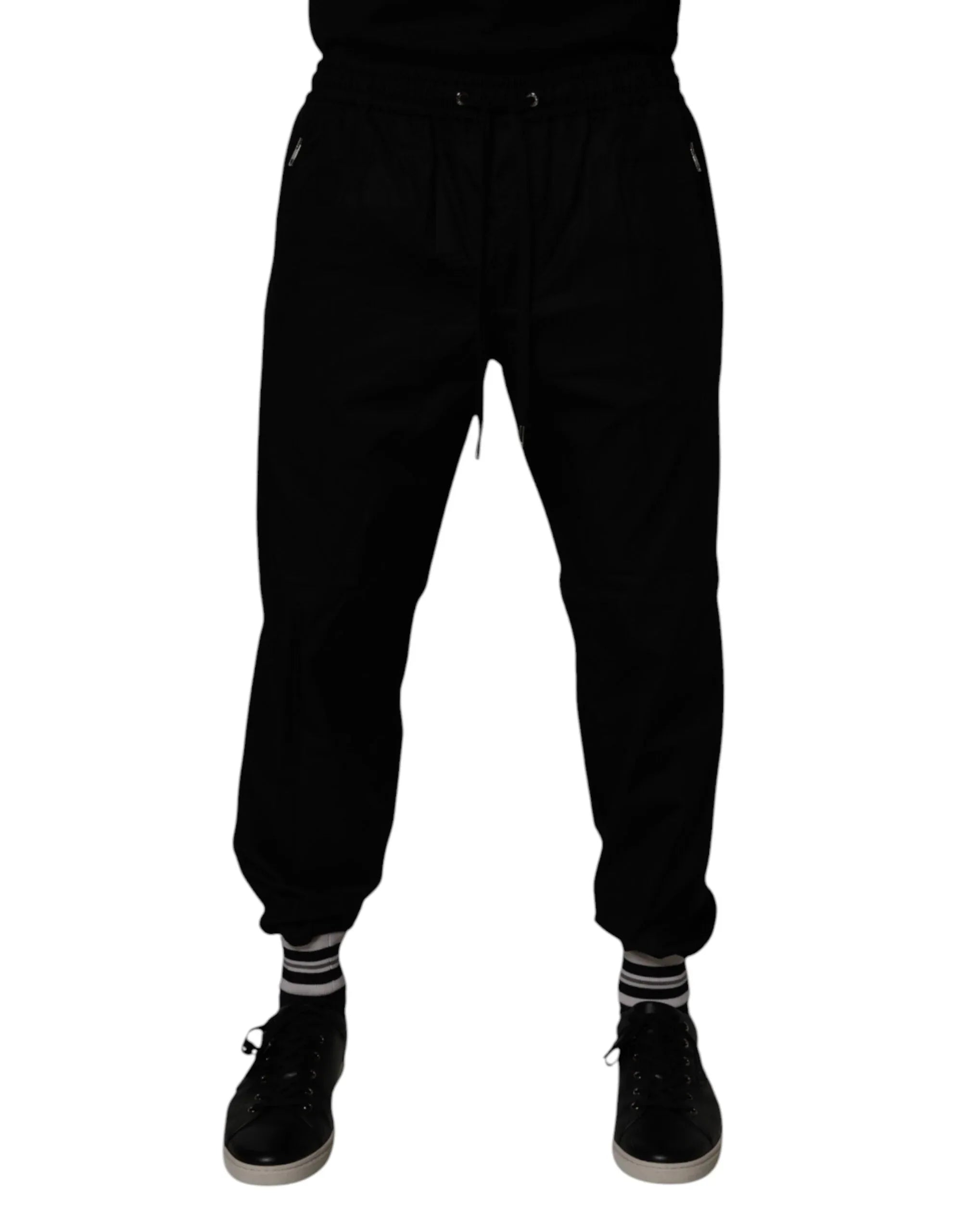 Dolce & Gabbana Black Cotton Men Jogger Sweatpants Pants - Zeiniez