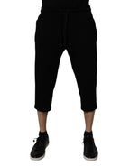 Dolce & Gabbana Black Cotton Blend Cropped Sweatpants Pants - Zeiniez