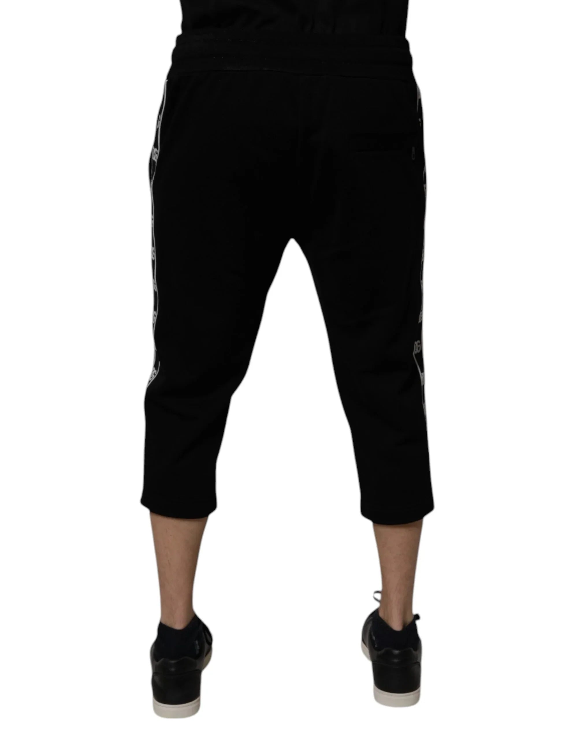 Dolce & Gabbana Black Cotton Blend Cropped Sweatpants Pants - Zeiniez