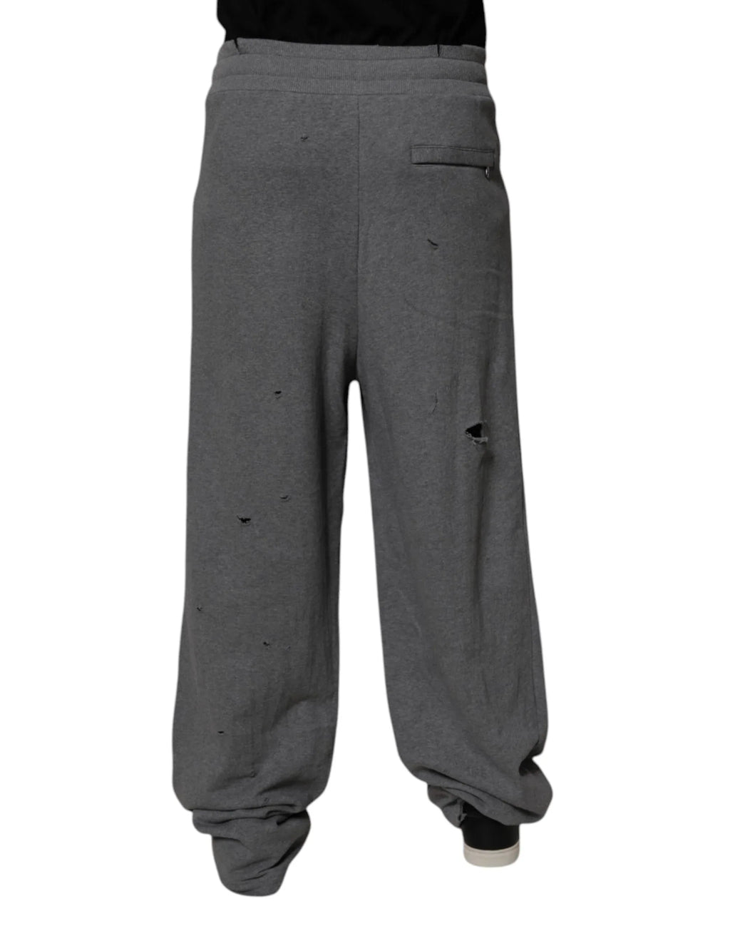 Dolce & Gabbana Gray Cotton RipStyle Straight Sweatpants Pants - Zeiniez