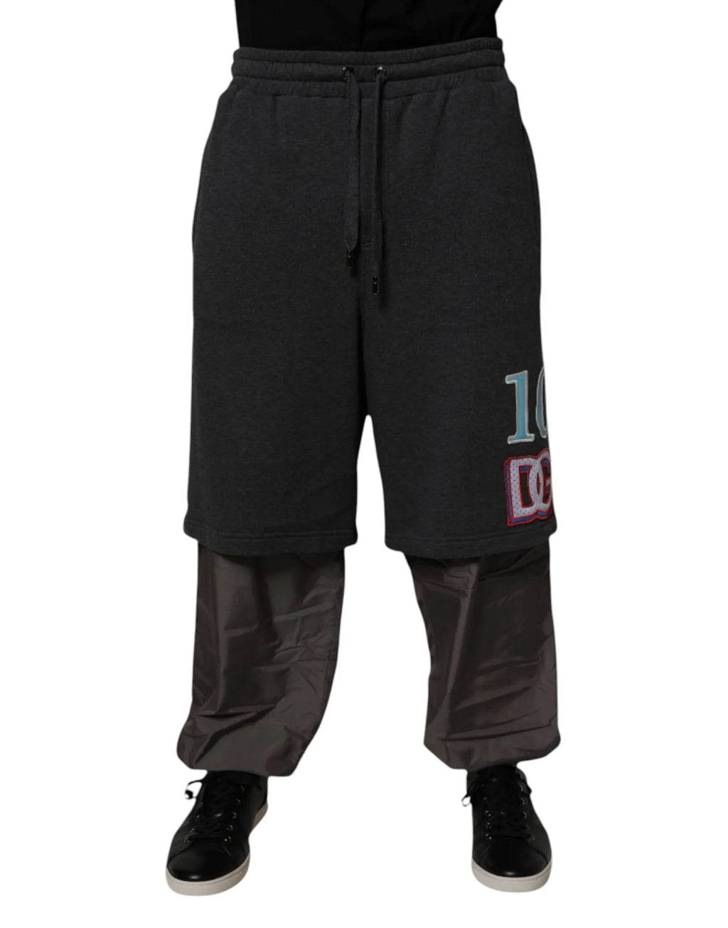 Dolce & Gabbana Dark Gray Cotton Layered Straight Sweatpants Pants - Zeiniez