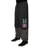 Dolce & Gabbana Dark Gray Cotton Layered Straight Sweatpants Pants - Zeiniez
