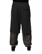 Dolce & Gabbana Dark Gray Cotton Layered Straight Sweatpants Pants - Zeiniez