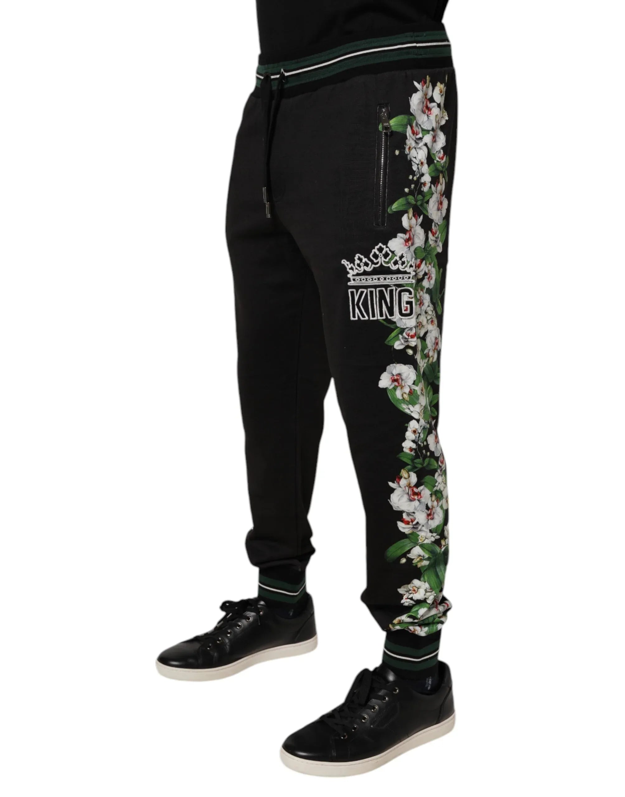 Dolce & Gabbana Black Floral King Men Jogger Sweatpants Pants - Zeiniez