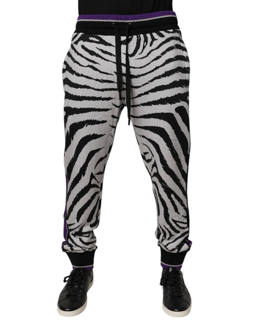 Dolce & Gabbana Black White Zebra Men Jogger Sweatpants Pants - Zeiniez