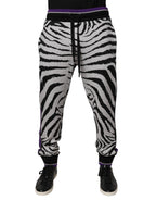 Dolce & Gabbana Black White Zebra Men Jogger Sweatpants Pants