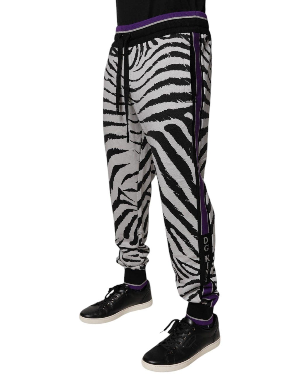 Dolce & Gabbana Black White Zebra Men Jogger Sweatpants Pants