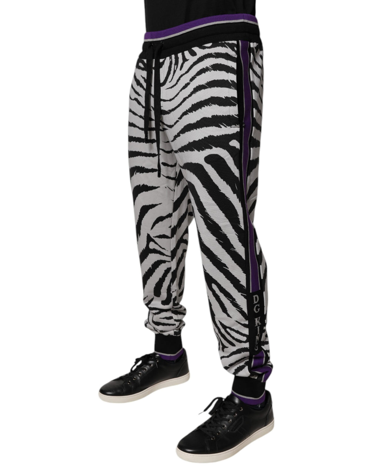 Dolce & Gabbana Black White Zebra Men Jogger Sweatpants Pants