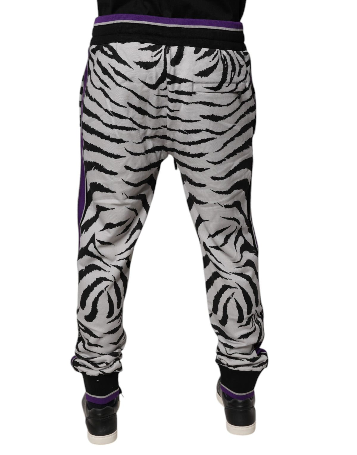 Dolce & Gabbana Black White Zebra Men Jogger Sweatpants Pants
