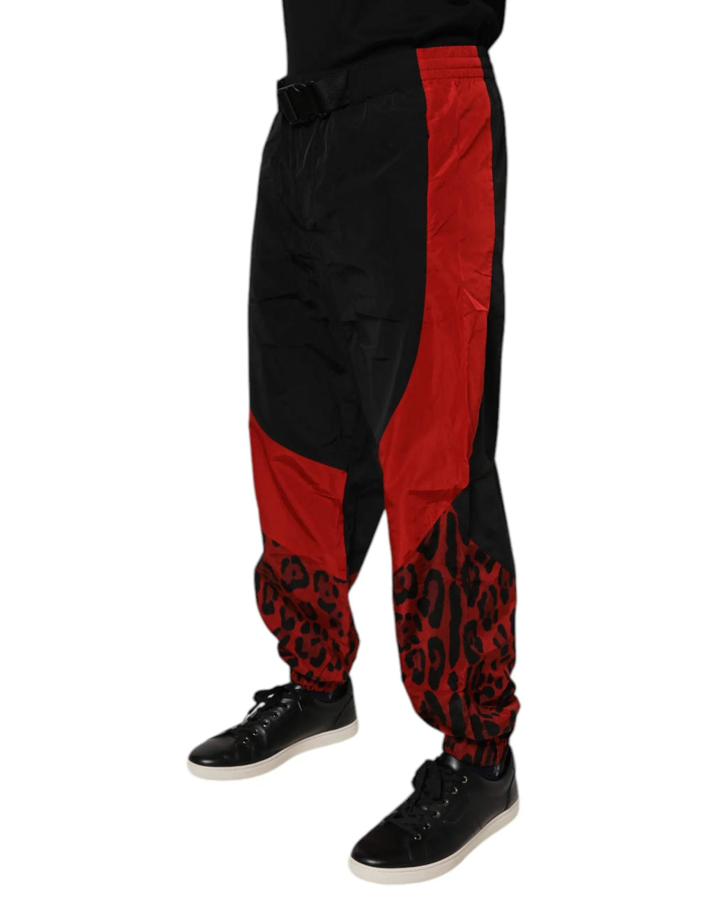 Dolce & Gabbana Black Red Leopard Jogger Sweatpants Pants - Zeiniez