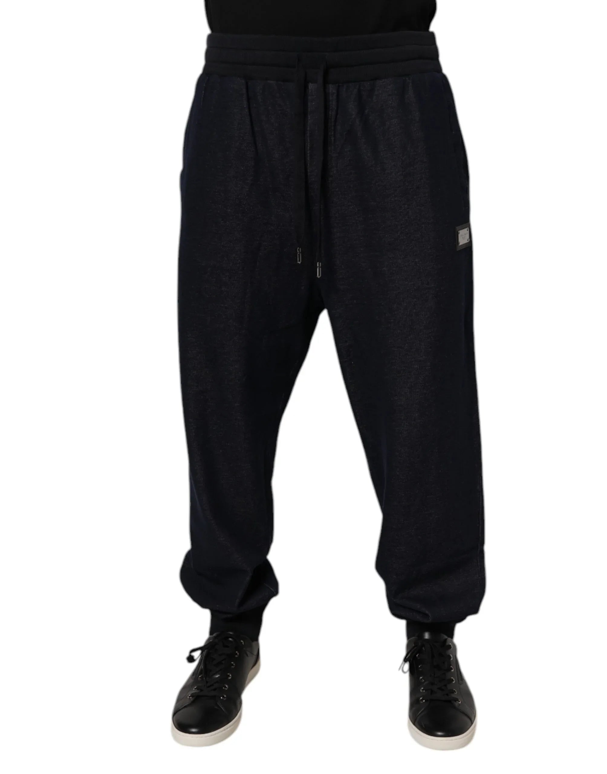Dolce & Gabbana Black Jacquard Cotton Jogger Sweatpants Pants - Zeiniez