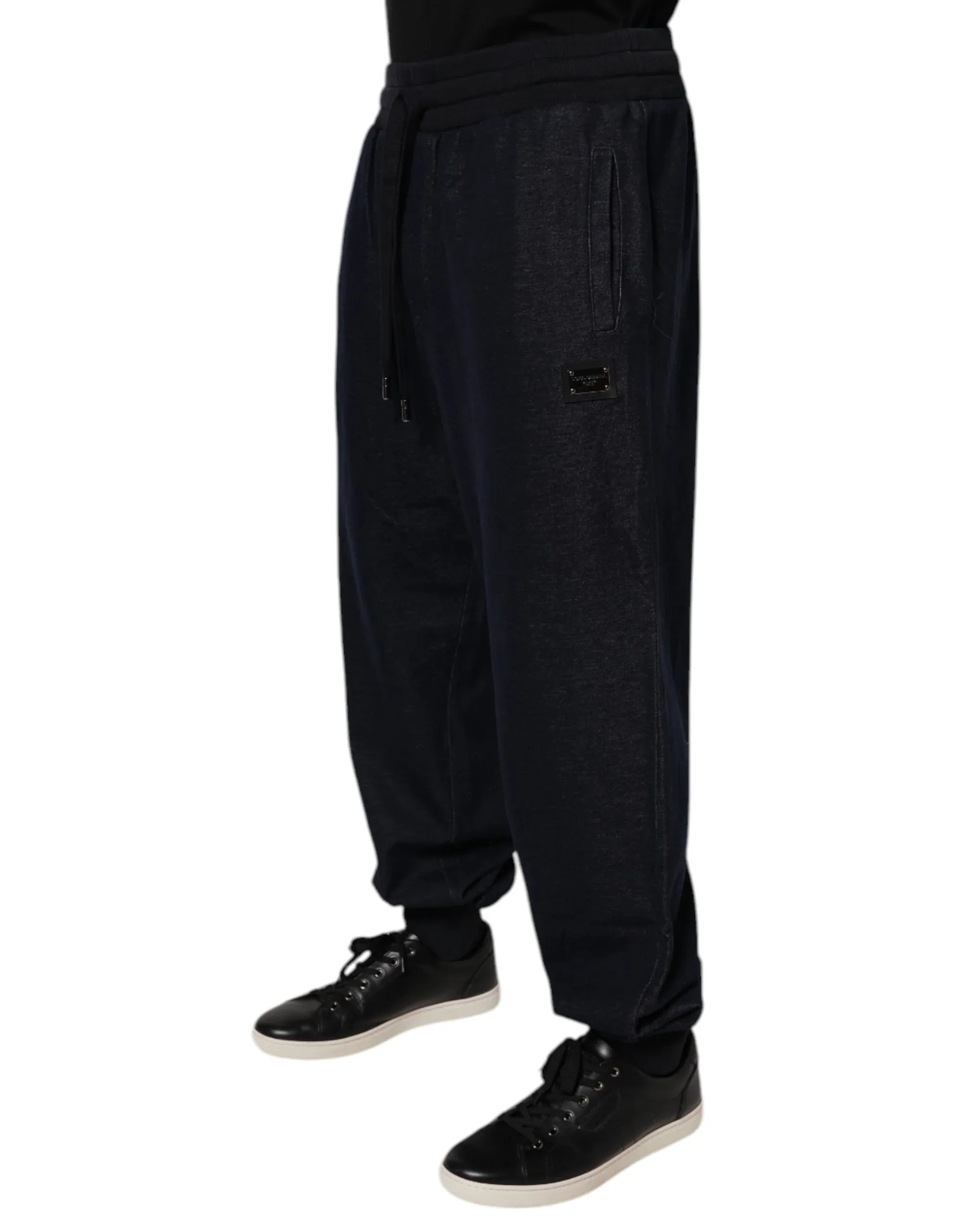 Dolce & Gabbana Black Jacquard Cotton Jogger Sweatpants Pants - Zeiniez