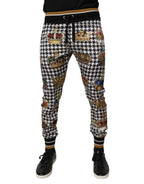 Dolce & Gabbana Multicolor Houndstooth Crown Men Sweatpants Pants - Zeiniez
