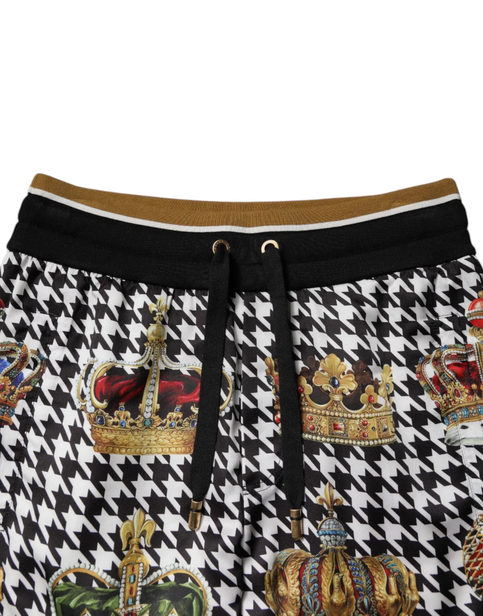 Dolce & Gabbana Multicolor Houndstooth Crown Men Sweatpants Pants - Zeiniez