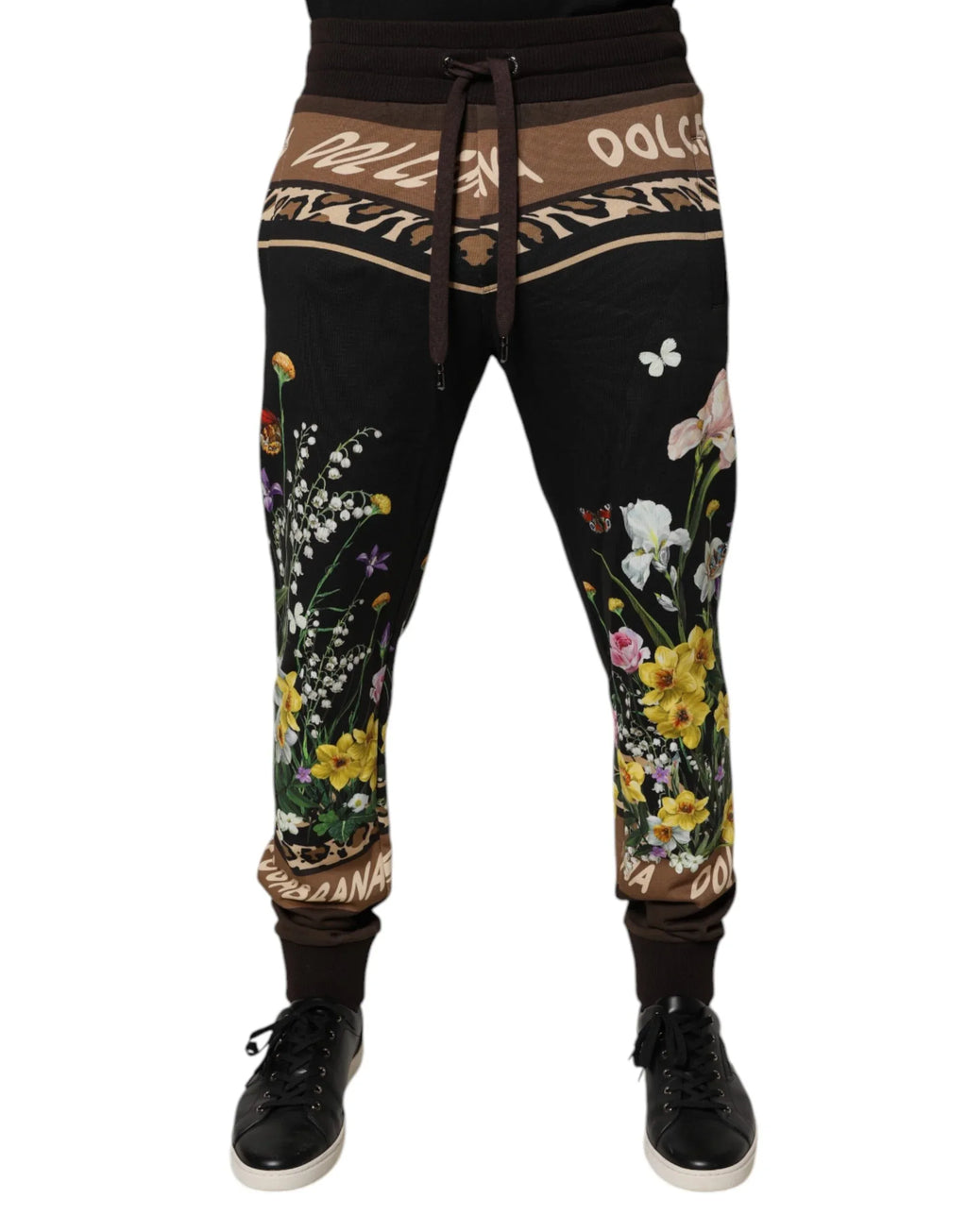 Dolce & Gabbana Black Floral Cotton Jogger Sweatpants Pants - Zeiniez