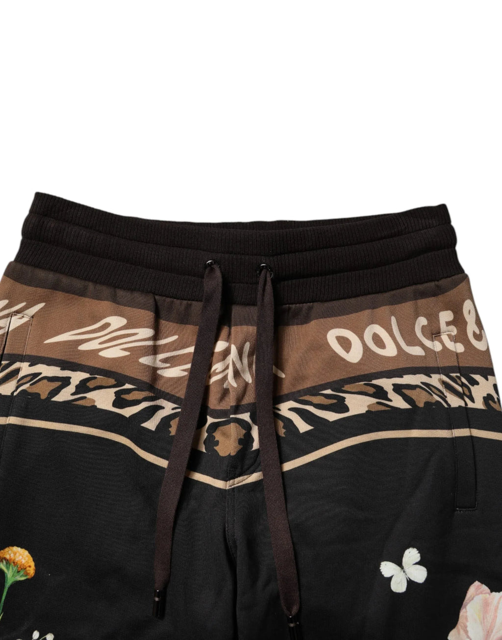 Dolce & Gabbana Black Floral Cotton Jogger Sweatpants Pants - Zeiniez