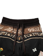Dolce & Gabbana Black Floral Cotton Jogger Sweatpants Pants - Zeiniez