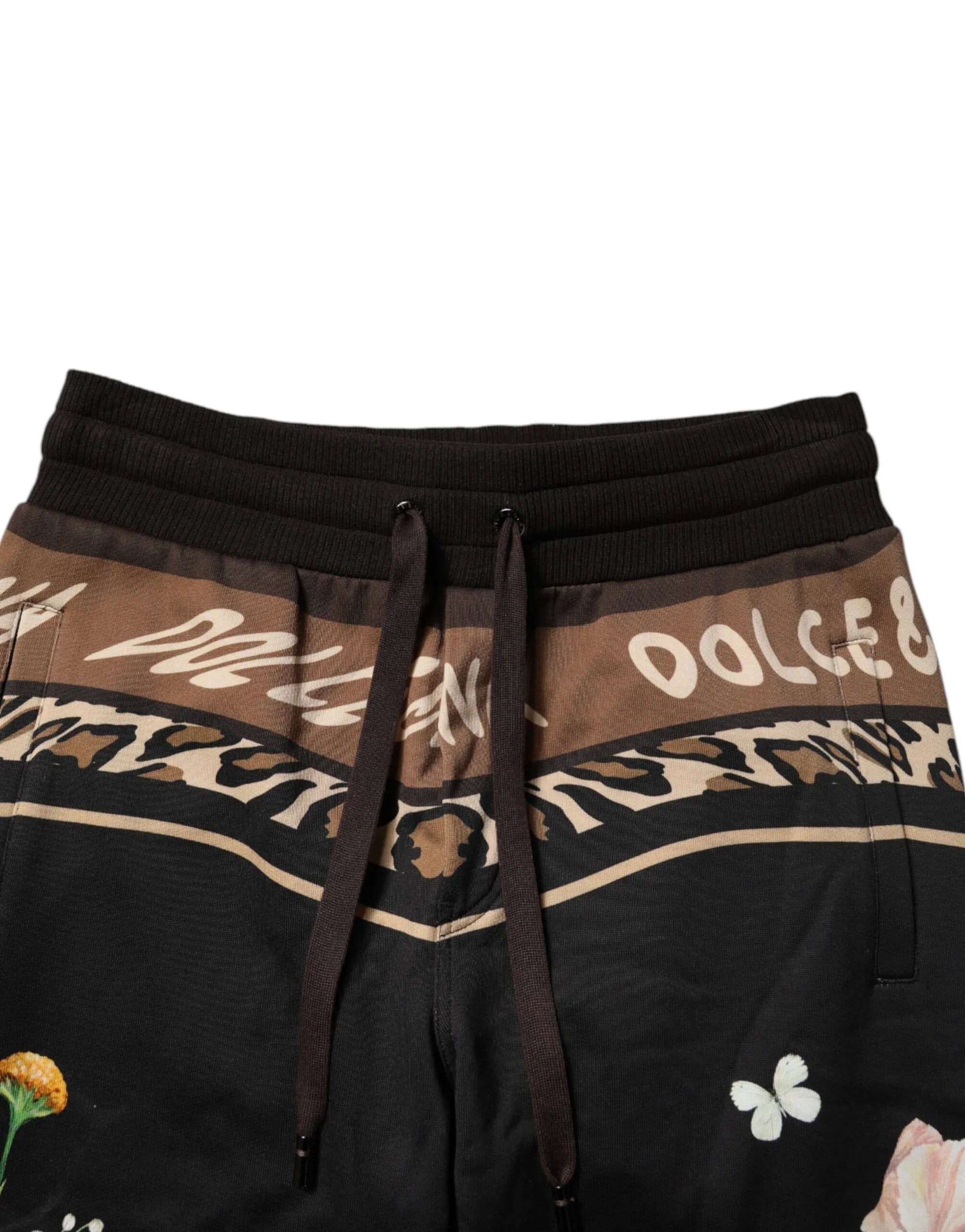Dolce & Gabbana Black Floral Cotton Jogger Sweatpants Pants - Zeiniez