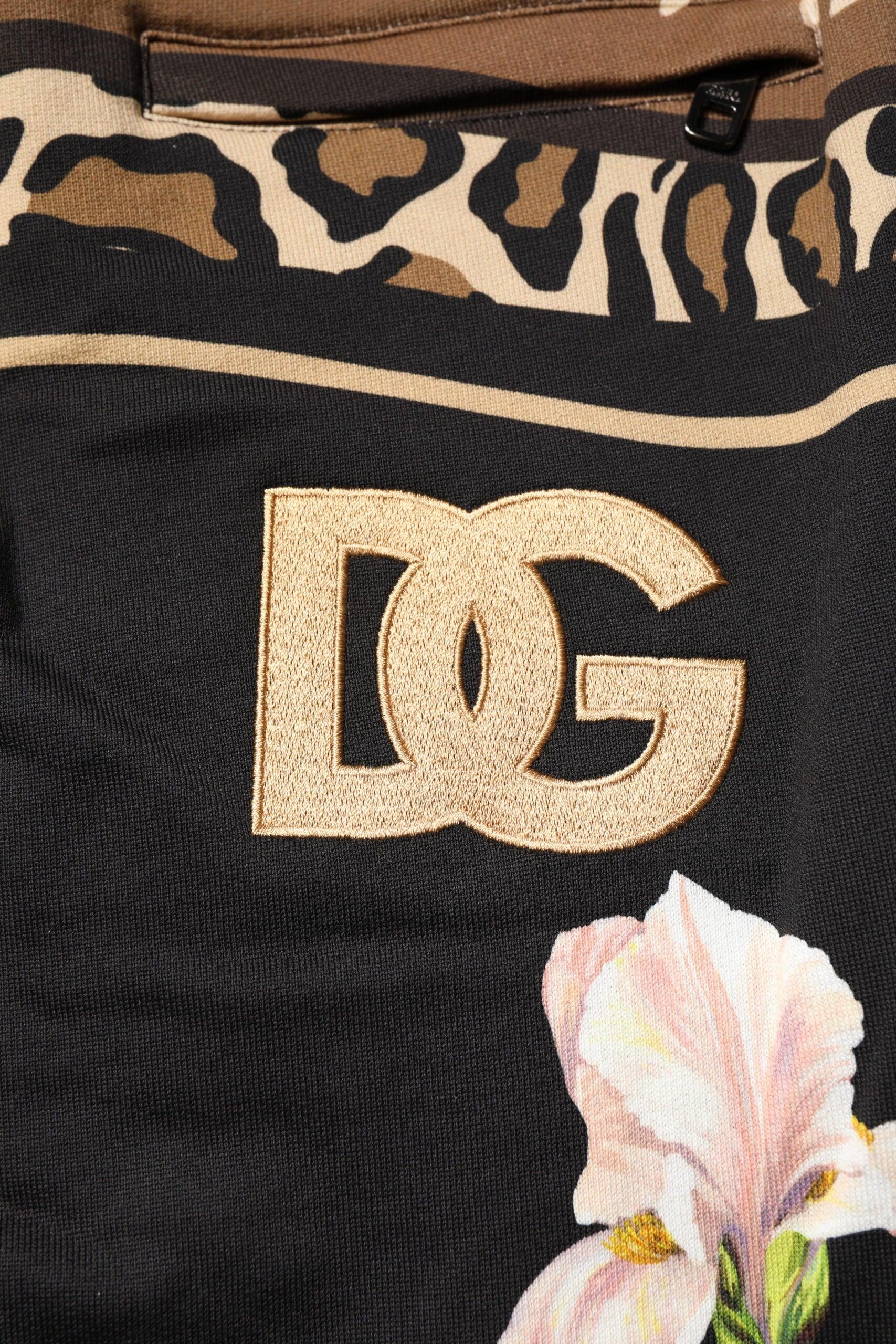 Dolce & Gabbana Black Floral Cotton Jogger Sweatpants Pants - Zeiniez