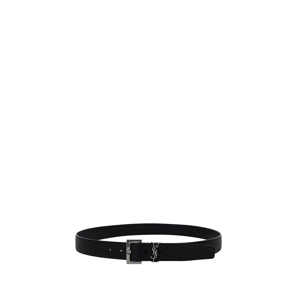 Saint Laurent Black Calf Leather Bos Taurus Regular Belt - Zeiniez
