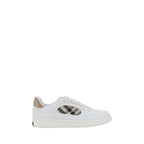 Burberry White Calf Leather Bos Taurus Low Top Sneakers - Zeiniez