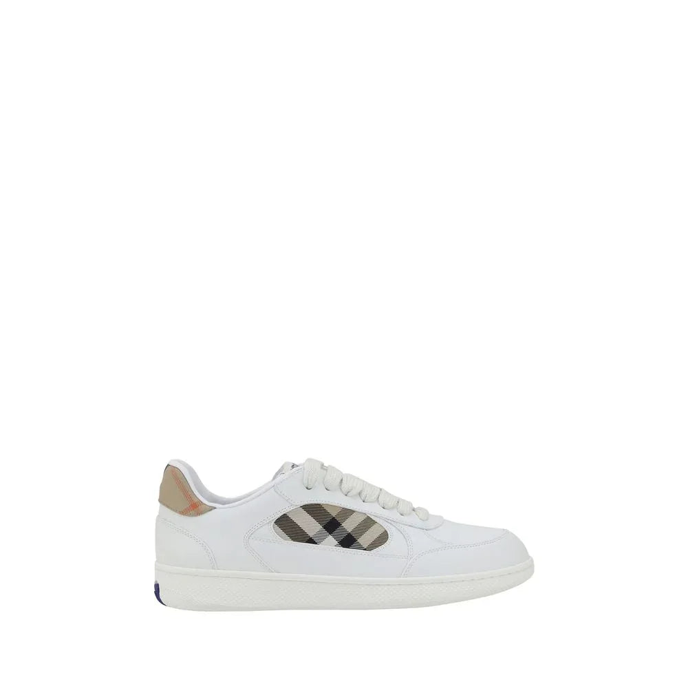 Burberry White Calf Leather Bos Taurus Low Top Sneakers - Zeiniez