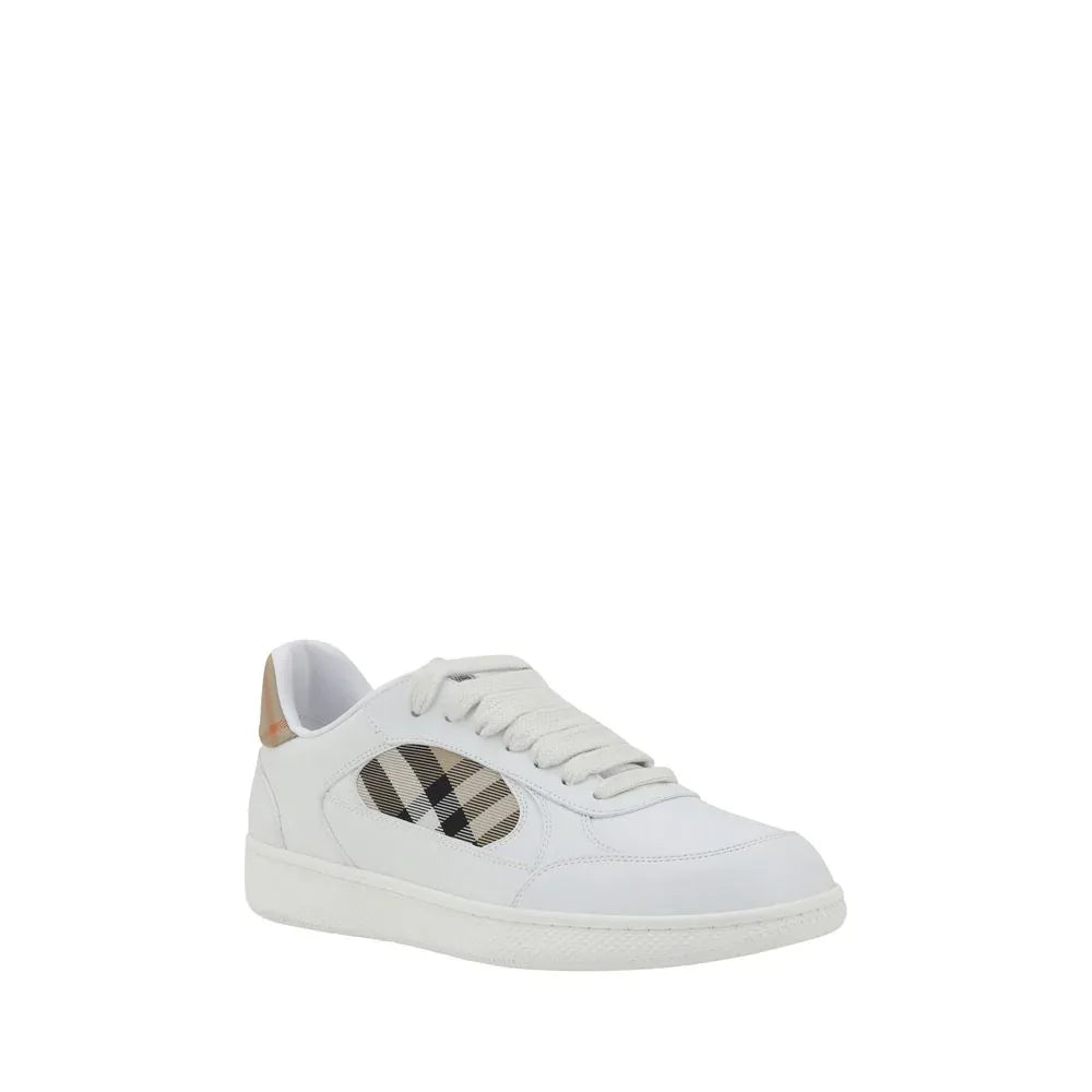 Burberry White Calf Leather Bos Taurus Low Top Sneakers - Zeiniez