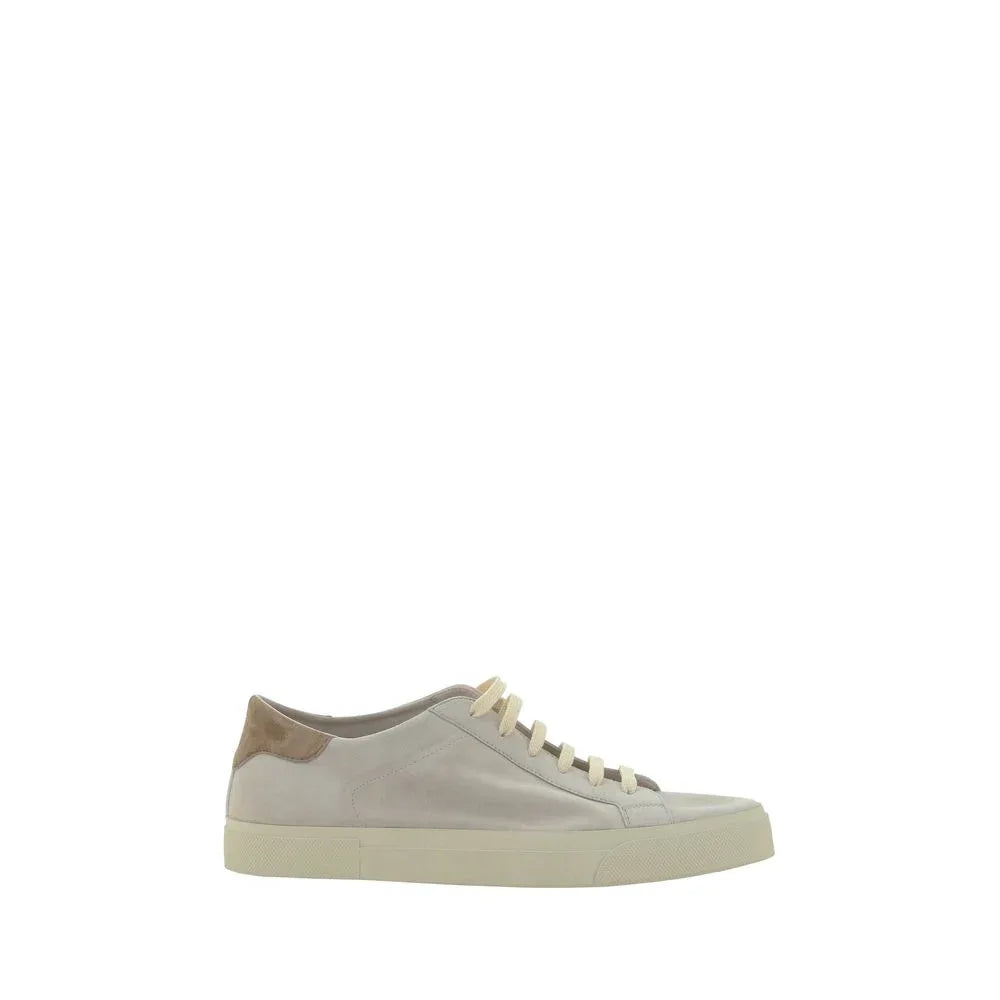 Brunello Cucinelli Cream White Leather Sneakers - Zeiniez
