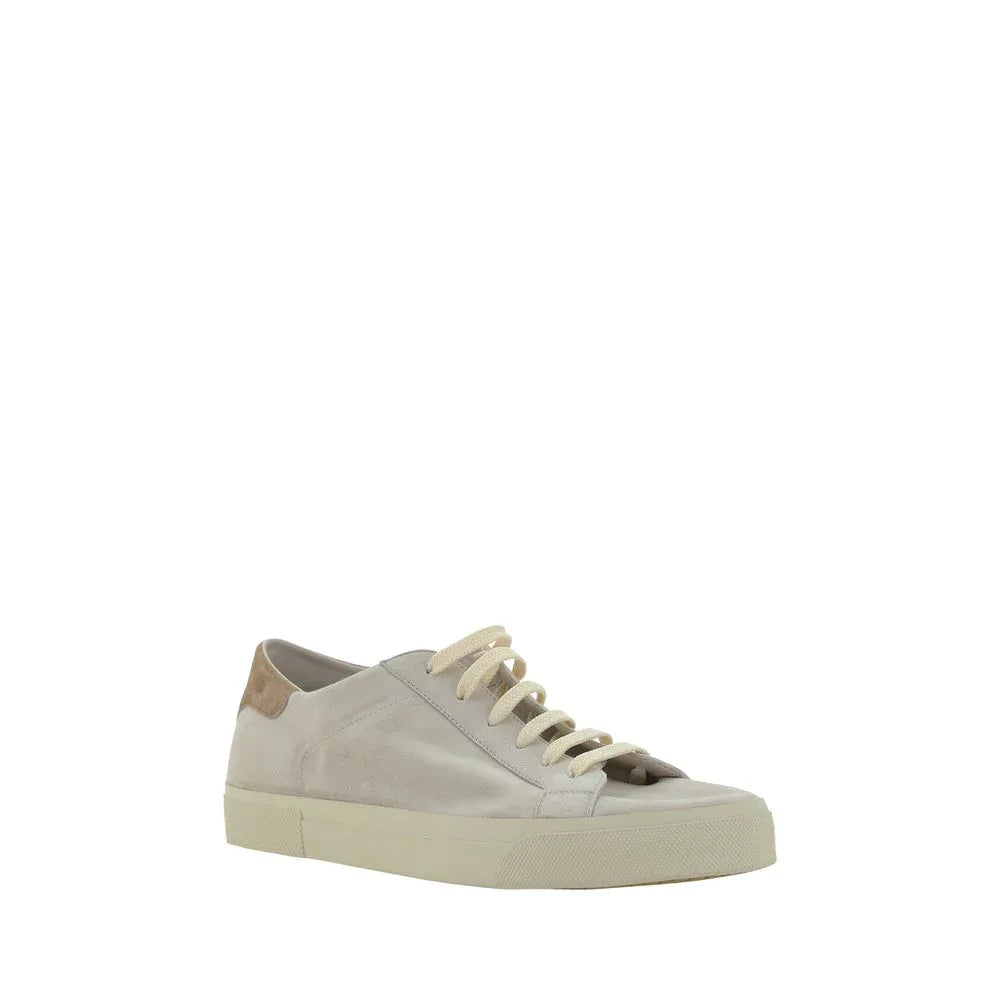 Brunello Cucinelli Cream White Leather Sneakers - Zeiniez