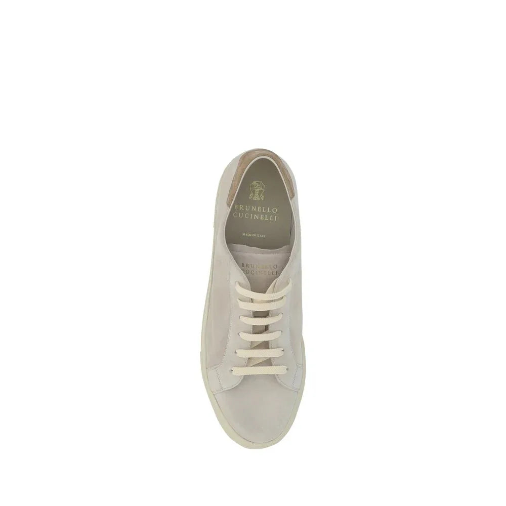 Brunello Cucinelli Cream White Leather Sneakers - Zeiniez