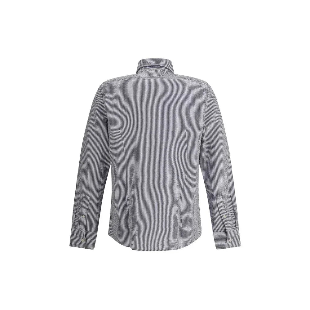 Deperlu Blue Cotton Pattern Shirt - Zeiniez