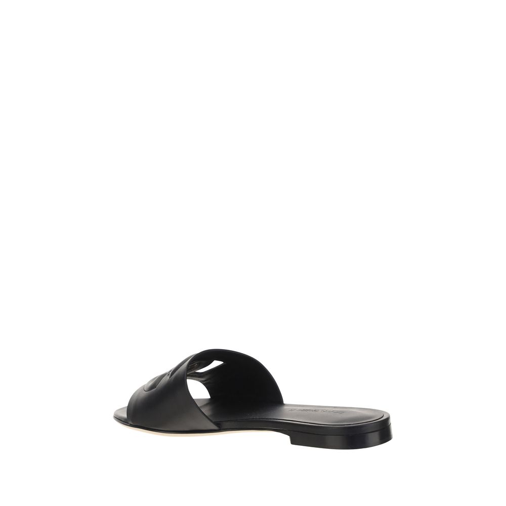 Dolce & Gabbana Black Calf Leather Bos Taurus Sandals