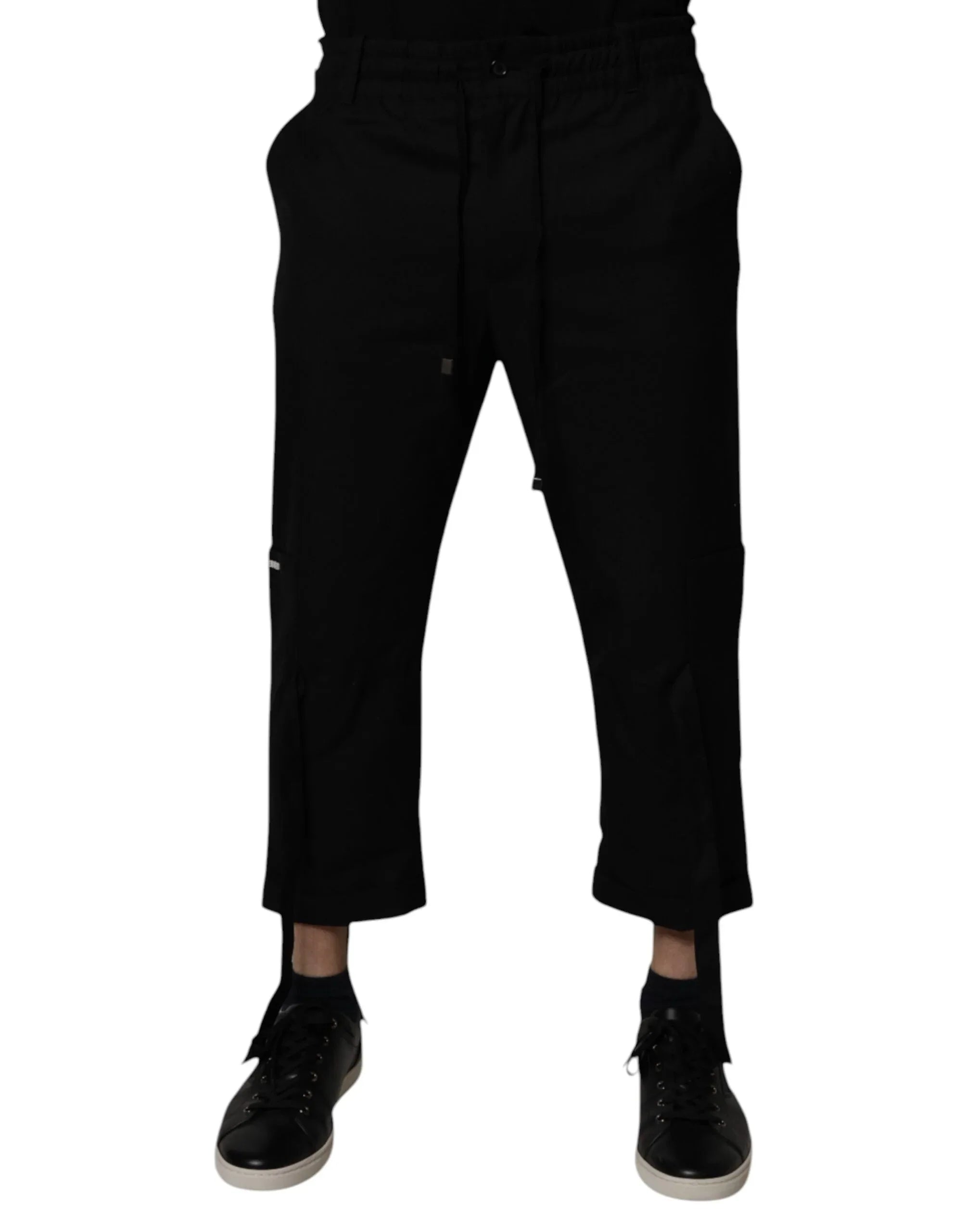 Dolce & Gabbana Black Polyester Men Cropped Pants - Zeiniez