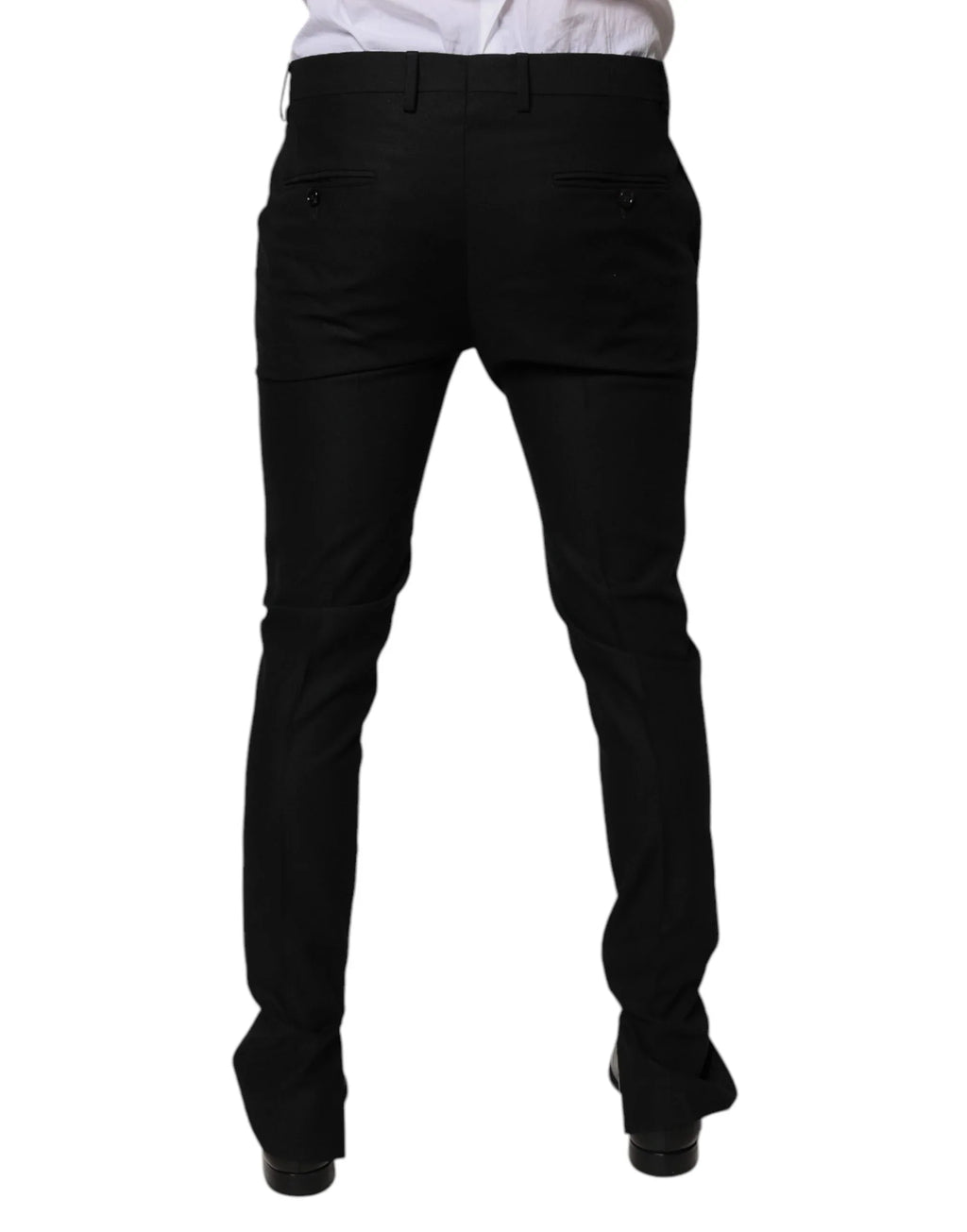 Dolce & Gabbana Black Virgin Wool MenSkinny Dress Formal Pants - Zeiniez