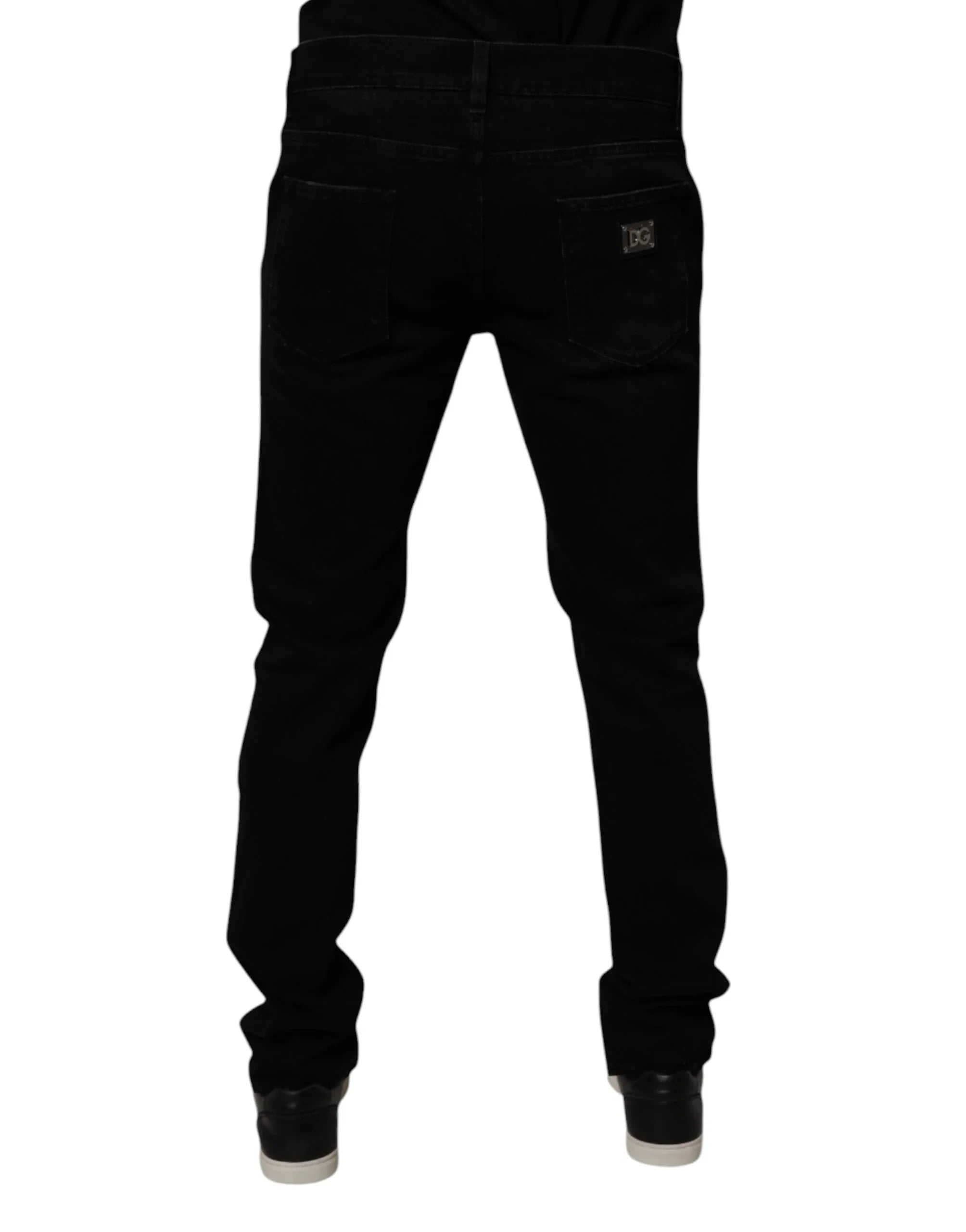 Dolce & Gabbana Black Cotton Tattered Skinny Men Denim Jeans - Zeiniez