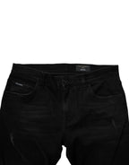Dolce & Gabbana Black Cotton Tattered Skinny Men Denim Jeans - Zeiniez