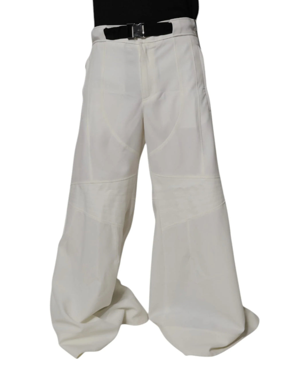 Dolce & Gabbana White Mid Waist Wide Leg Pants - Zeiniez