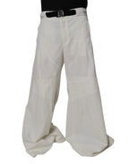 Dolce & Gabbana White Mid Waist Wide Leg Pants - Zeiniez