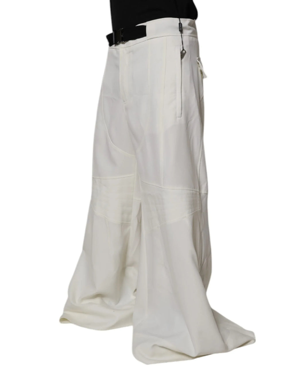 Dolce & Gabbana White Mid Waist Wide Leg Pants - Zeiniez