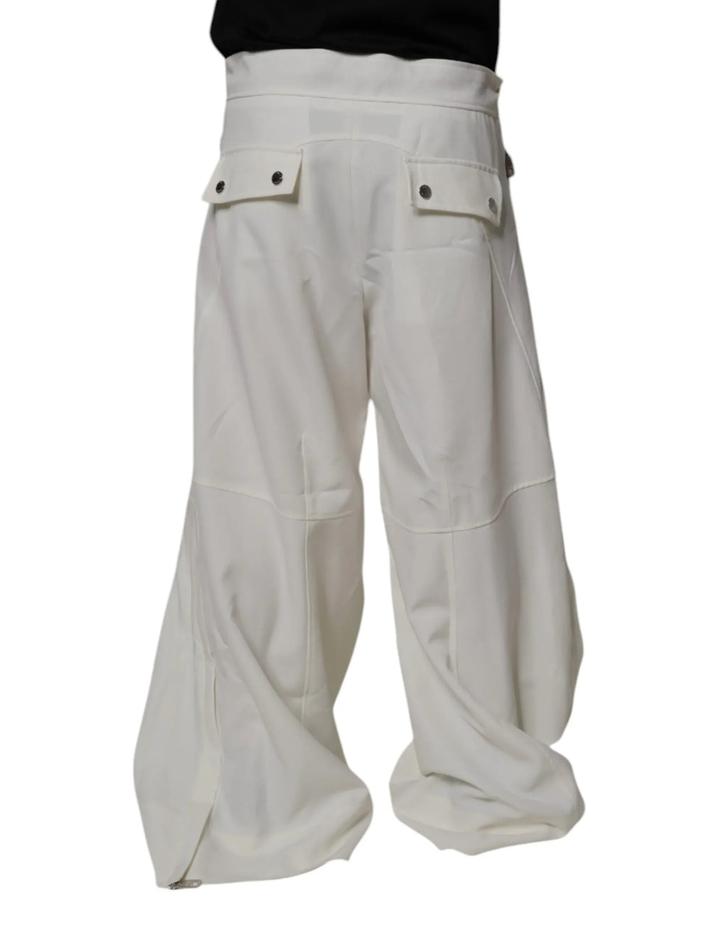 Dolce & Gabbana White Mid Waist Wide Leg Pants - Zeiniez