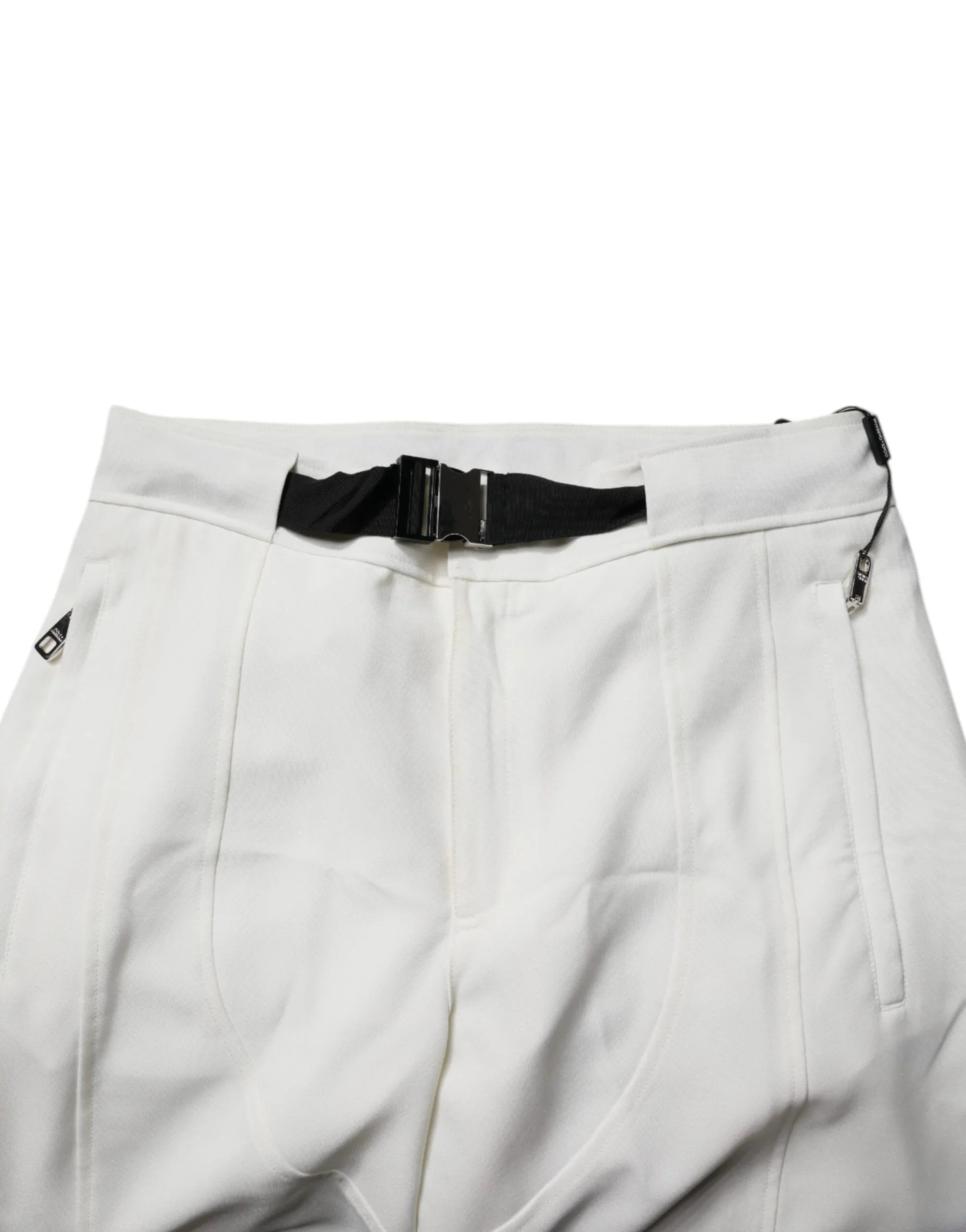 Dolce & Gabbana White Mid Waist Wide Leg Pants - Zeiniez