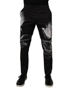 Dolce & Gabbana Black Cotton Floral Skinny Dress Pants - Zeiniez
