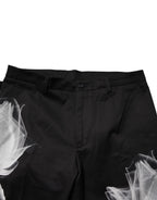 Dolce & Gabbana Black Cotton Floral Skinny Dress Pants - Zeiniez