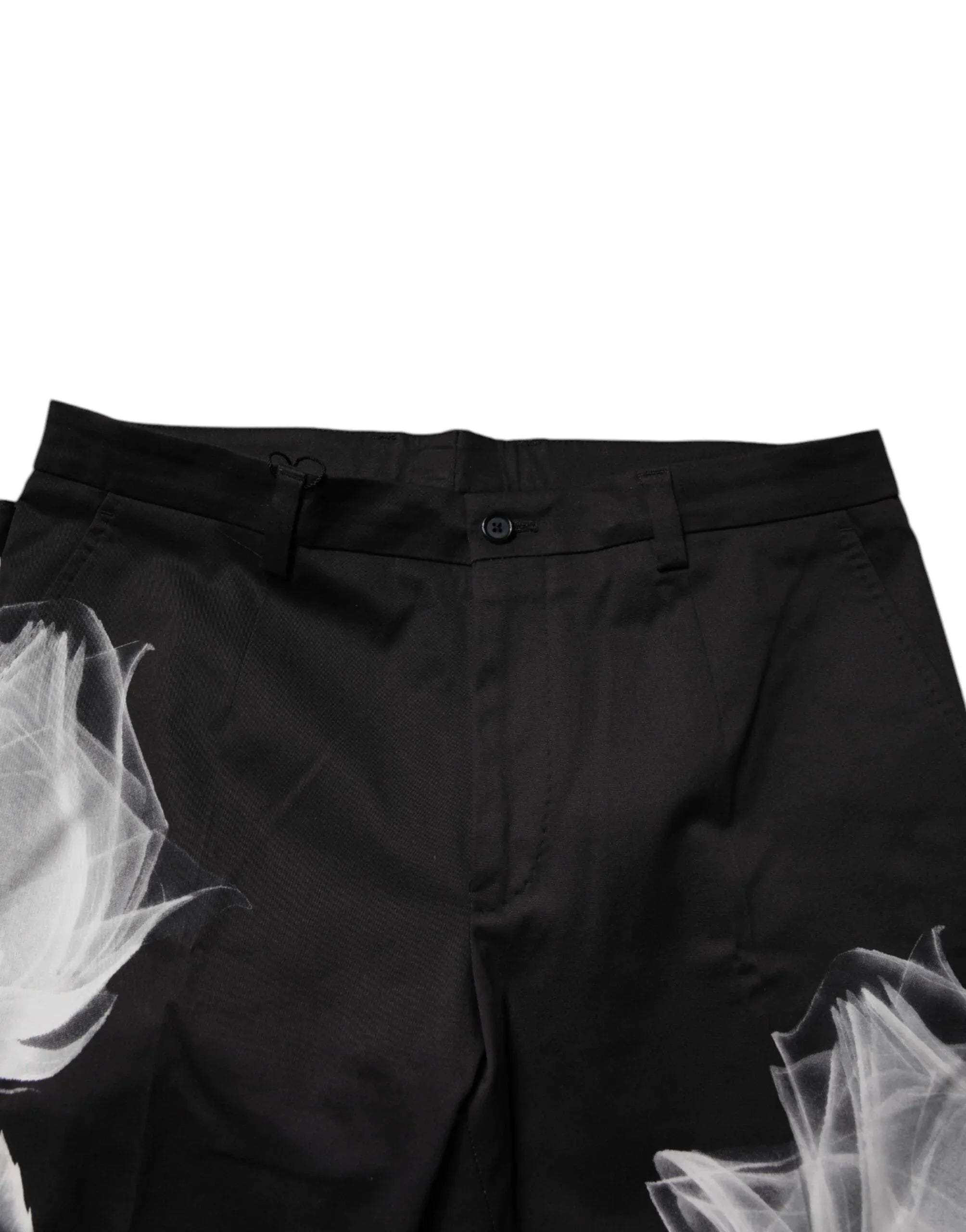 Dolce & Gabbana Black Cotton Floral Skinny Dress Pants - Zeiniez