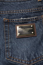 Dolce & Gabbana Beige Blue Floral Cotton Men Denim Jeans - Zeiniez