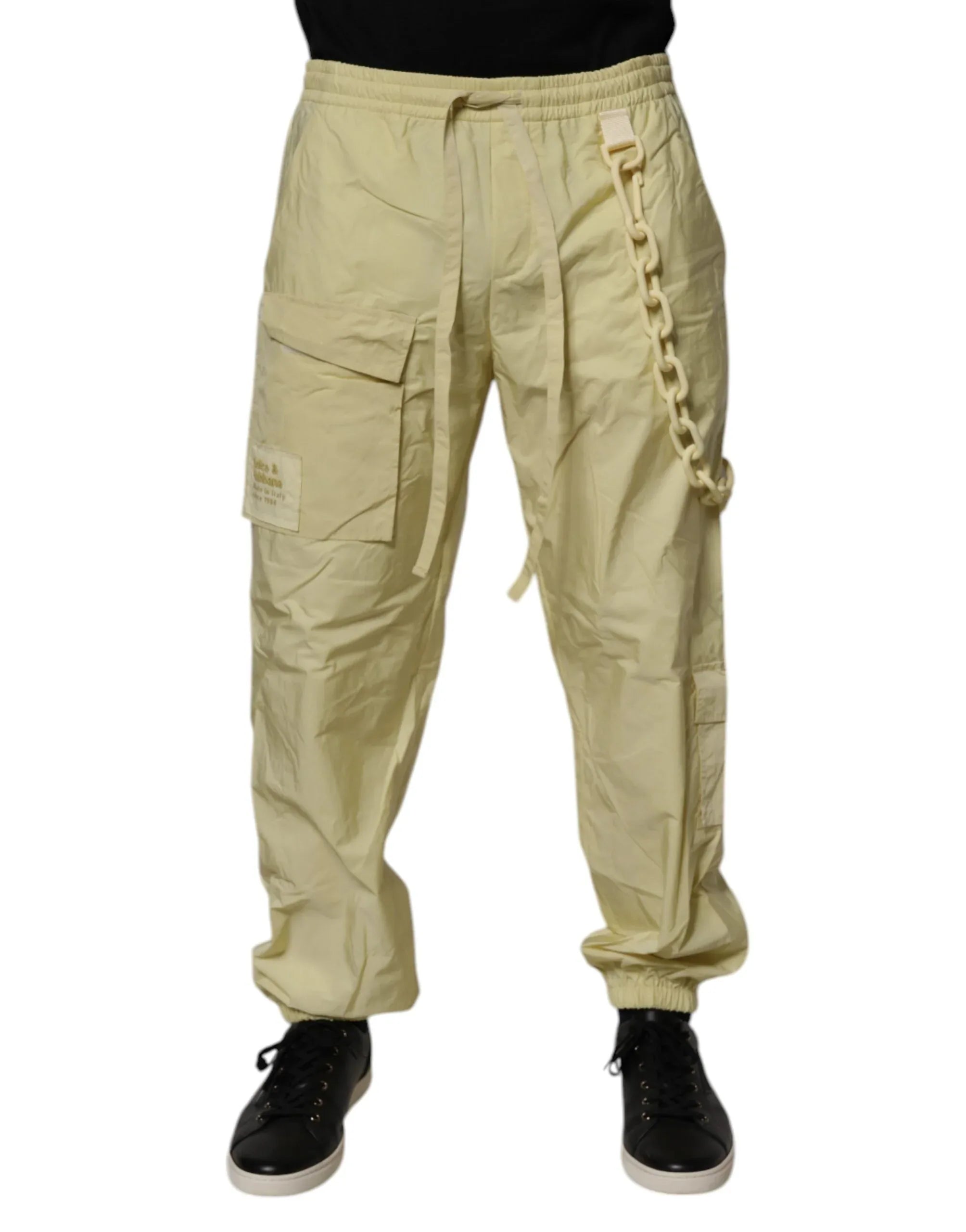 Dolce & Gabbana Yellow Nylon Cargo Chain Men Jogger Pants - Zeiniez