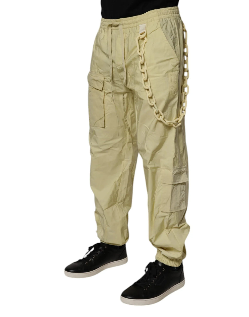 Dolce & Gabbana Yellow Nylon Cargo Chain Men Jogger Pants - Zeiniez