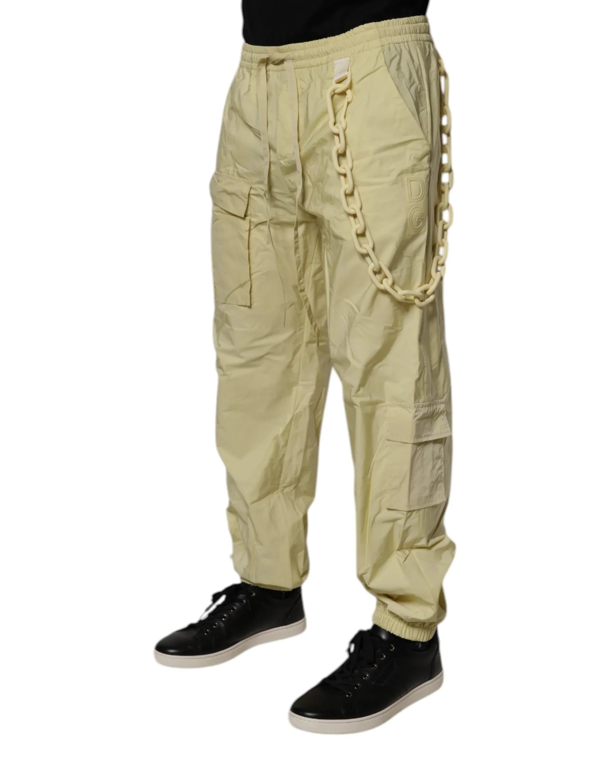 Dolce & Gabbana Yellow Nylon Cargo Chain Men Jogger Pants - Zeiniez